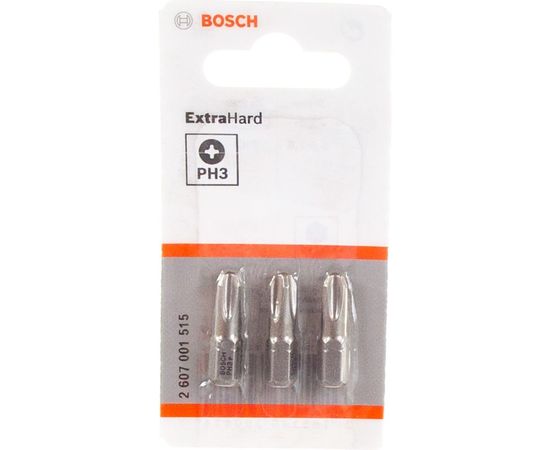 Бита Ph3 3 шт. (25 мм; Extra Hart, хвостовик шестигранный 1/4") Bosch 2607001515 