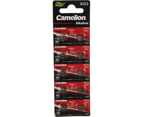 Батарейка для часов Camelion G3 BL-10 Mercury Free AG3-BP10 0%Hg 392A/LR41/192 12811 