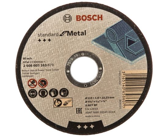 Круг отрезной по металлу Standard 115х22.2х1.6 мм Bosch 2608603163 