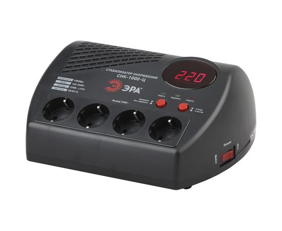 Компактный стабилизатор напряжения ЭРА СНК-1000-Ц ц.д., 160-260В/220В, 1000ВА Б0031072 