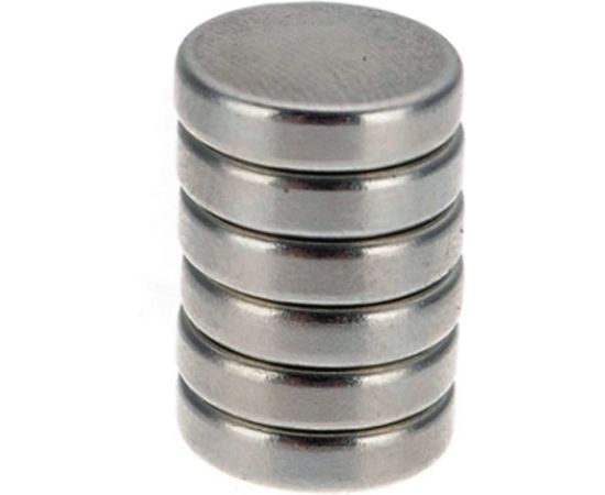 Неодимовый магнит, 6 шт. КОБАЛЬТ диск 12х3 мм, блистер 918-115 