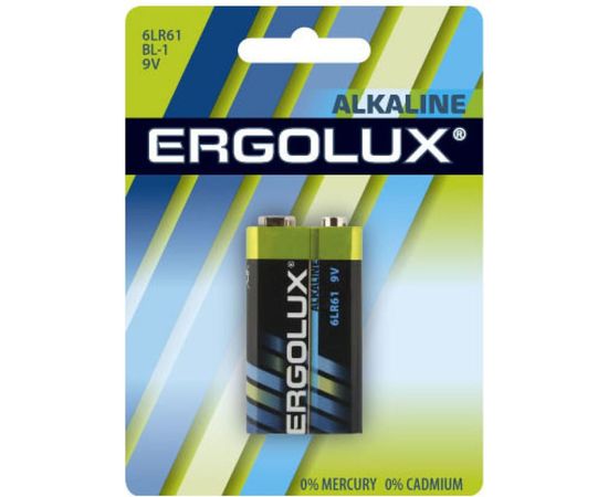 Батарейка Ergolux 6LR61, 9В, Alkaline, BL-1 11753 