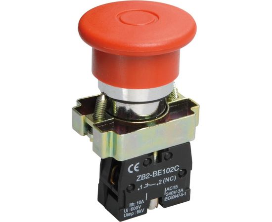 Кнопка управления IEK LAY5-BT42, Грибок, аварийная с фиксацией BBG80-BT-K04 