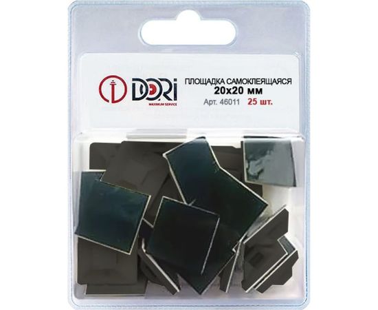 Самоклеящаяся площадка для крепления стяжек DORI 20x20 мм черная упаковка 25 шт 46011 