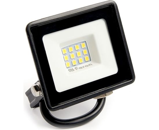 Светодиодный прожектор 2835 SMD 10W 4000K IP65 AC220V/50Hz, черный с прозрачным стеклом 108*115*26мм FERON LL-918 29490 