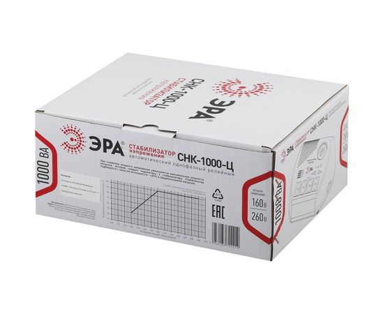 Компактный стабилизатор напряжения ЭРА СНК-1000-Ц ц.д., 160-260В/220В, 1000ВА Б0031072 – изображение 2