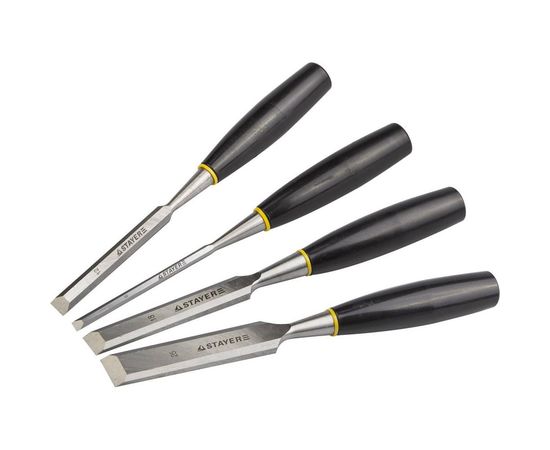 Набор стамесок STAYER ЕВРО, плоские с пластмассовой ручкой, 6/12/18/25, 4шт 1820-H4 – изображение 3