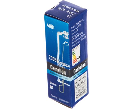 Прозрачная галогенная лампа без рефлектора G9 40W 220V 2000 часов Camelion 5553 – изображение 2