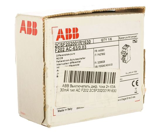 УЗО ABB 2CSF202001R1630 F202 – изображение 2