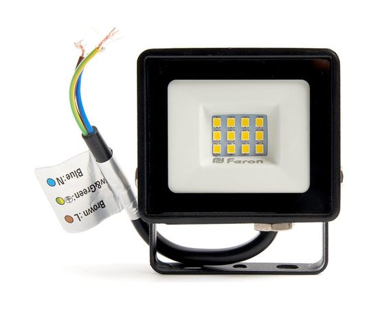 Светодиодный прожектор 2835 SMD 10W 4000K IP65 AC220V/50Hz, черный с прозрачным стеклом 108*115*26мм FERON LL-918 29490 – изображение 5