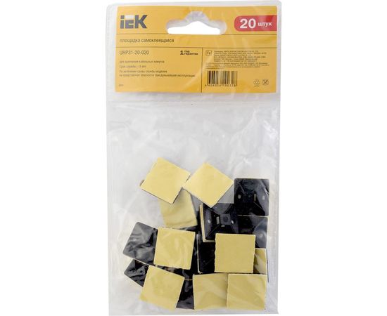 Самоклеящаяся площадка под хомуты IEK 20x20 черная 20 шт. ИЭК UHP31-20-020 – изображение 2