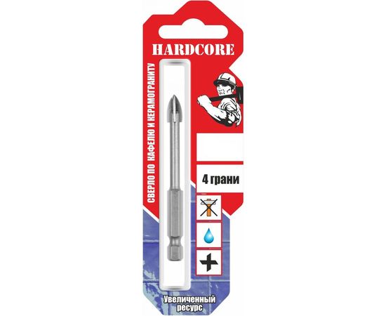 Сверло по керамограниту и керамической плитке (6 мм; 4 грани) Hardcore 151006 
