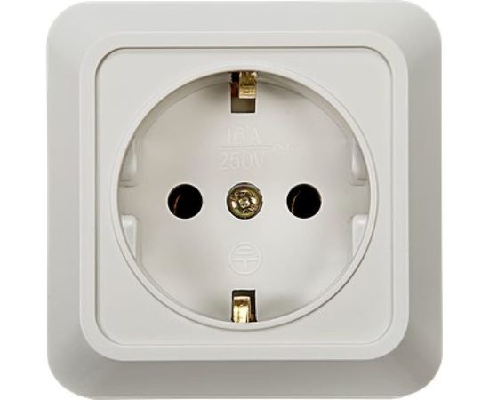 Одинарная розетка IN HOME с заземлением BOLLETO белая накладная 7028 4680005959792 