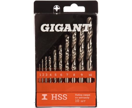 Набор сверл по металлу НС9 (10 шт; от 1 до 10 мм, шаг 1 мм) Gigant GT-155 
