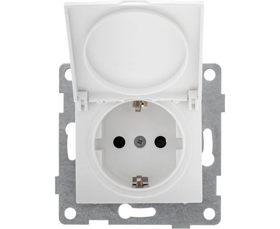 Розетка GUSI ELECTRIC Bravo 1-ой с/з с з/ш и крышкой, СУ, 16А, 250В, белый С10Р91-001 