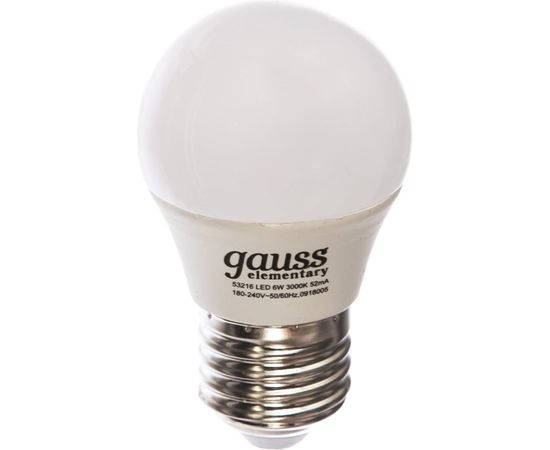 Лампа LED Globe 6W E27 3000K Gauss Elementary 53216 