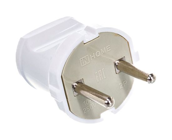 Вилка IN HOME прямая 10А белая 4142 4690612000572 