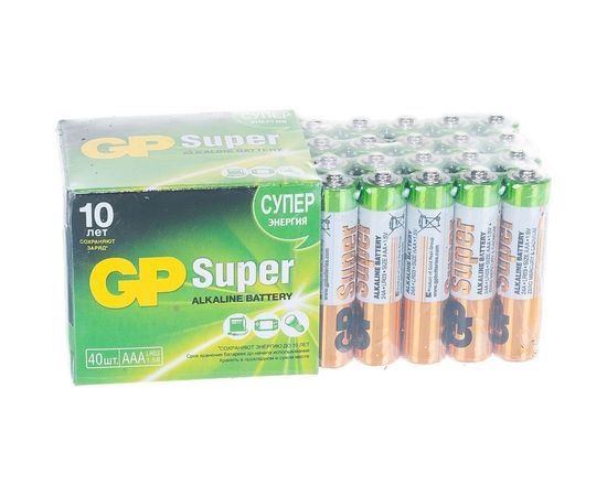Алкалиновые батарейки GP ААA 40 шт Super Alkaline 24А 24A-2CRVS40 