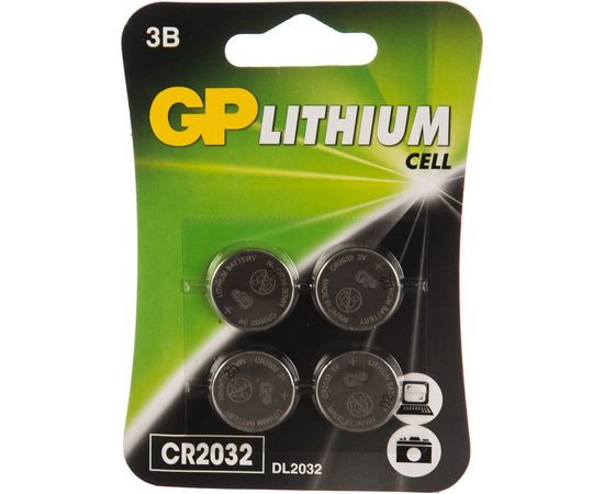 Литиевая дисковая батарейка GP Lithium CR2032-4 шт. CR2032-7CRU4 