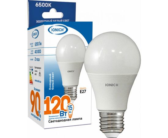 Светодиодная лампа IONICH общего назначения ILED-SMD2835-A60-14-1100-230-6.5-E27 1126 1624 – изображение 2