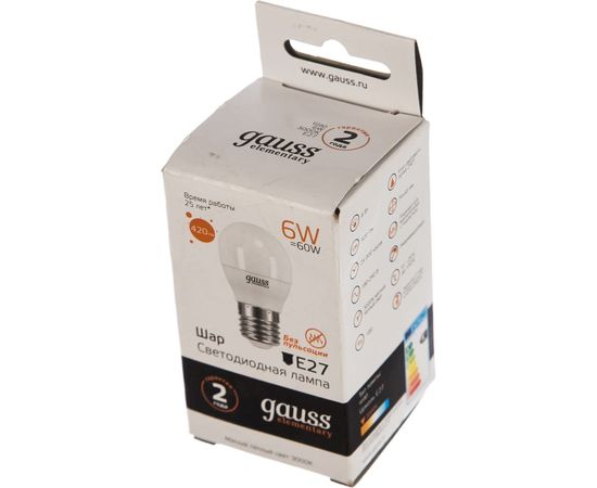 Лампа LED Globe 6W E27 3000K Gauss Elementary 53216 – изображение 2