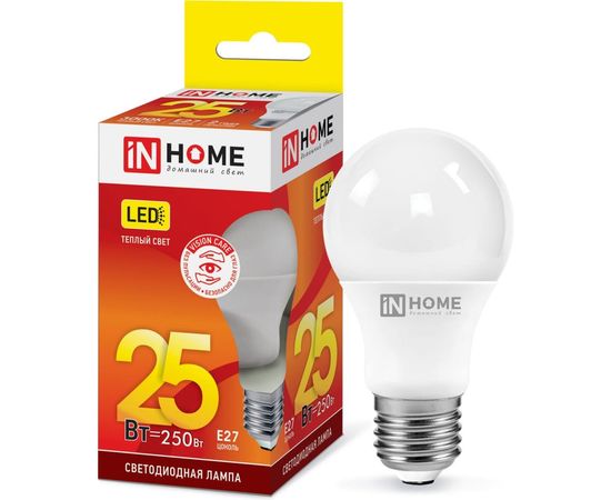 Светодиодная лампа IN HOME LED-A65-VC 25Вт 230В Е27 3000К 2250Лм 4690612024066 – изображение 2