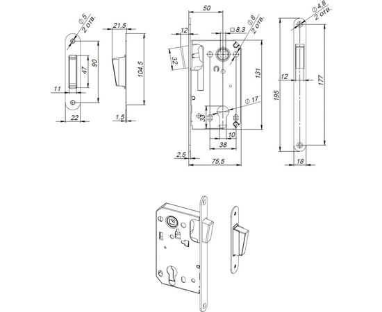 Врезной магнитный замок Fuaro 5300-M-C под ЦМ CP, хром 42079 – изображение 2