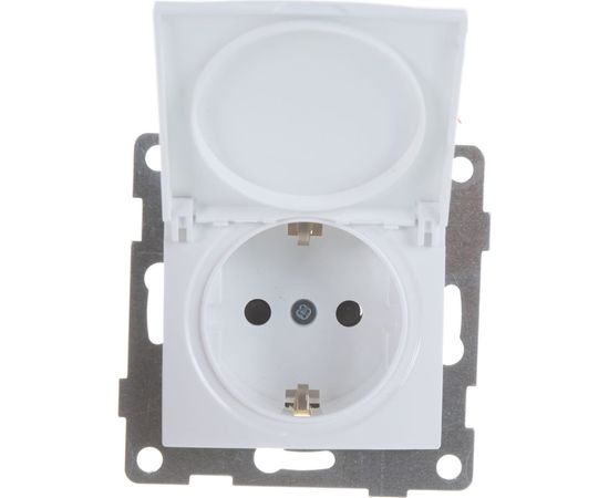 Розетка GUSI ELECTRIC Bravo 1-ой с/з с з/ш и крышкой, СУ, 16А, 250В, белый С10Р91-001 – изображение 3