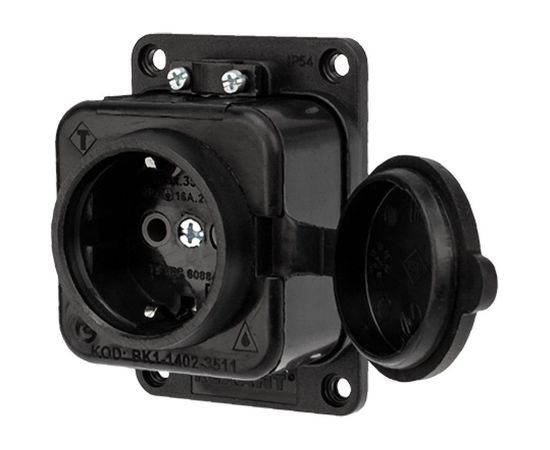 Штепсельная влагозащищенная розетка REXANT с/з,16 А, IP54 каучук 111-111 
