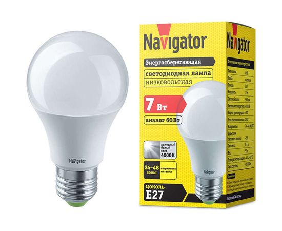 Светодиодная лампа NAVIGATOR 61 474 NLL-A60-7-24/48-4K-E27 61474 481054 