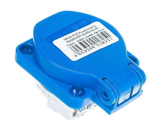 Встраиваемая розетка PCE 16А 220V 2P+E IP54 50x50 подключение сзади, синяя 105-0b 