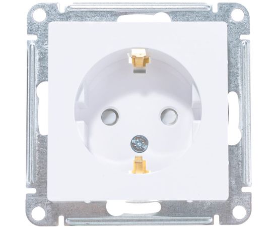 Механизм розетки Schneider Electric 1-м СП ATLAS DESIGN с заземлением, защитные шторки 16А белый ATN000145 