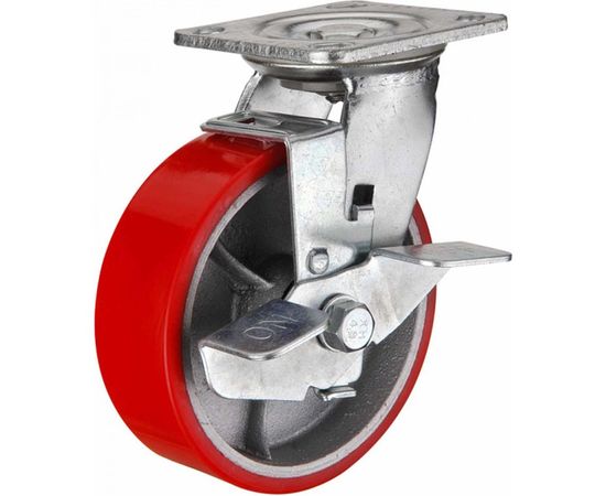 Колесо большегрузное полиуретановое поворотное с тормозом Medium 75 мм MFK-TORG 1044075 M 