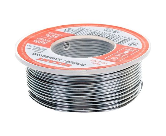 Припой с канифолью (100 гр; 1 мм; Sn60 Pb40 Flux 2.2%) REXANT 09-3203 