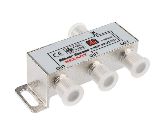 Делитель REXANT ТВ х 3 + 4шт. F BOX 5-1000 МГц Silver 05-6102 