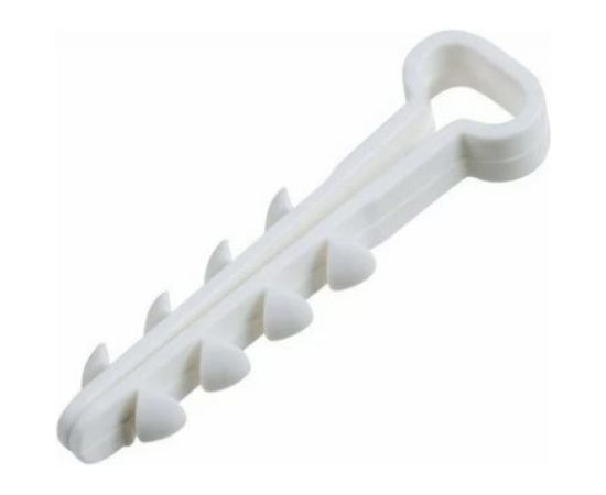 Нейлоновый прямоугольный дюбель-хомут REXANT 5-8 мм, белый, 100 шт. 07-4608 