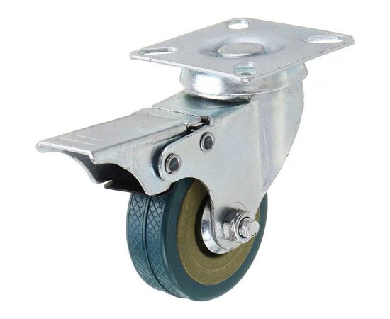 Колесо серая резина поворотное с тормозом SCGB M 25 50 мм MFK-TORG 3054050 