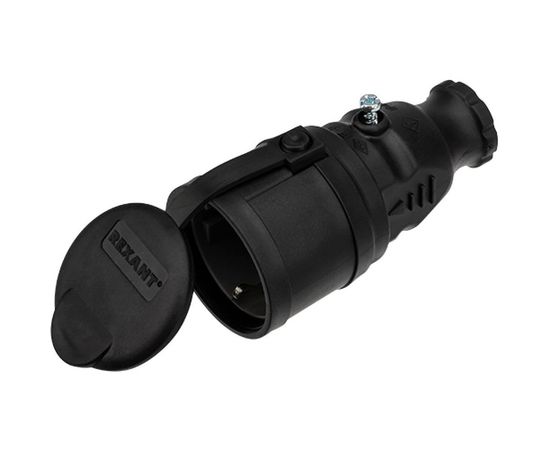 Переносная розетка REXANT влагозащищенная с крышкой, с/з, 16 А, IP44 каучук 111-004 – изображение 4