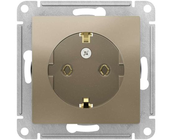 Механизм розетки Schneider Electric 1-м СП ATLAS DESIGN с заземлением, 16А, шампань ATN000543 1240326 – изображение 2