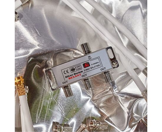 Делитель REXANT ТВ х 3 + 4шт. F BOX 5-1000 МГц Silver 05-6102 – изображение 14