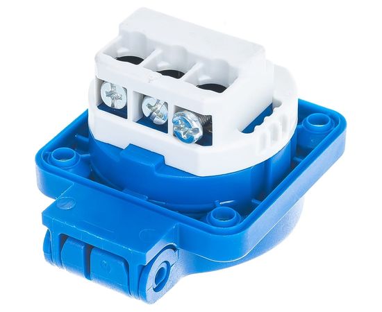 Встраиваемая розетка PCE 16А 220V 2P+E IP54 50x50 подключение сзади, синяя 105-0b – изображение 2