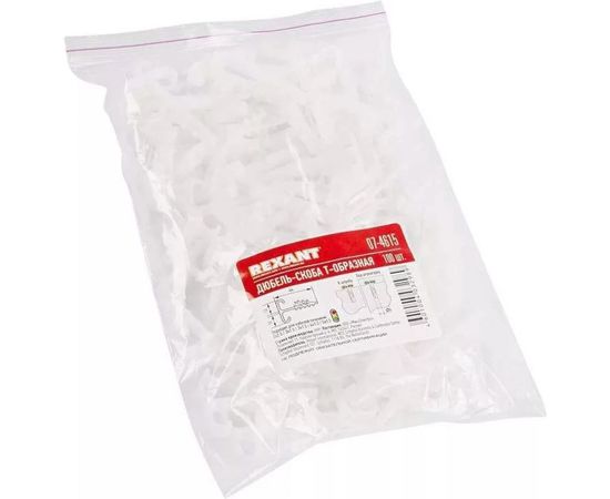Т-образный дюбель-хомут для двух плоских кабелей REXANT 2x12 мм, белый (КФ), 100шт 07-4615 – изображение 2