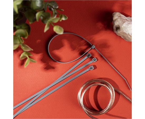 Кабельная нейлоновая хомут-стяжка REXANT 300x3,6 мм, серая, упаковка 100 шт. 07-0300-3 – изображение 3