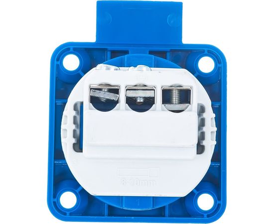 Встраиваемая розетка PCE 16А 220V 2P+E IP54 50x50 подключение сзади, синяя 105-0b – изображение 4