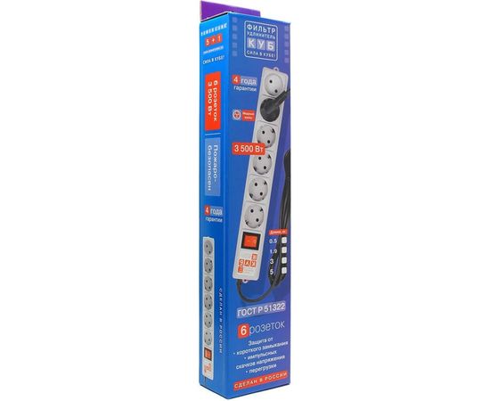 Фильтр-удлинитель Power Cube PC 5м 6р, бел. 16А/3,5кВт SPG(5+1)-16B-5М – изображение 3
