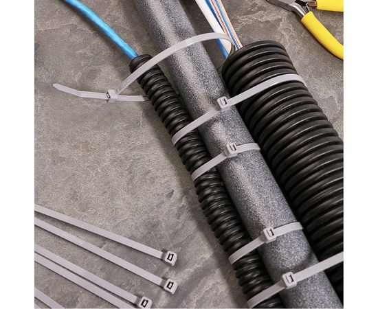 Кабельная нейлоновая хомут-стяжка REXANT 300x4,8 мм, серая, упаковка 100 шт. 07-1303-3 – изображение 3