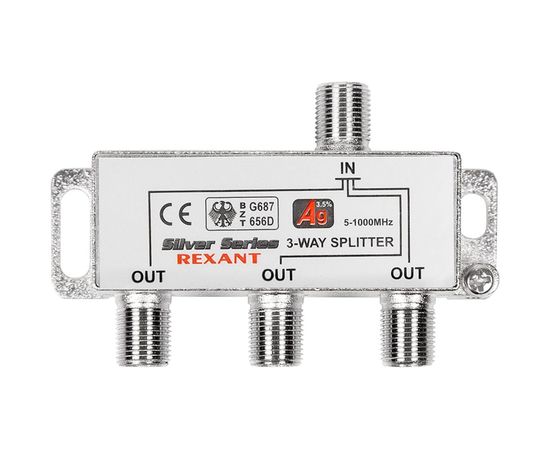 Делитель REXANT ТВ х 3 + 4шт. F BOX 5-1000 МГц Silver 05-6102 – изображение 9