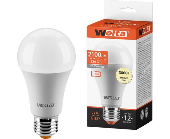 Светодиодная лампа Wolta 25Вт 3000К E27 25Y67BL25E27 
