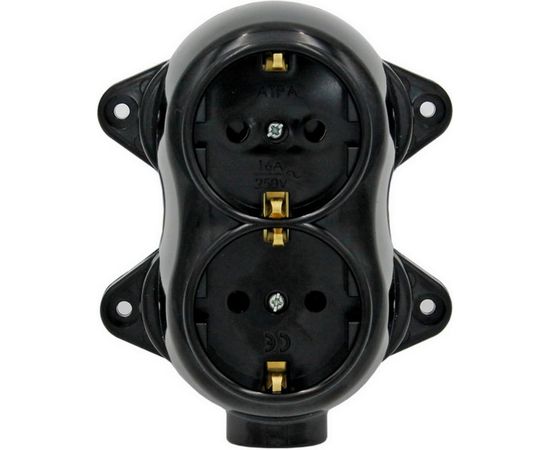 Двухместная розетка SVET РА16-5220 черная серия ретро SV0302-0022 