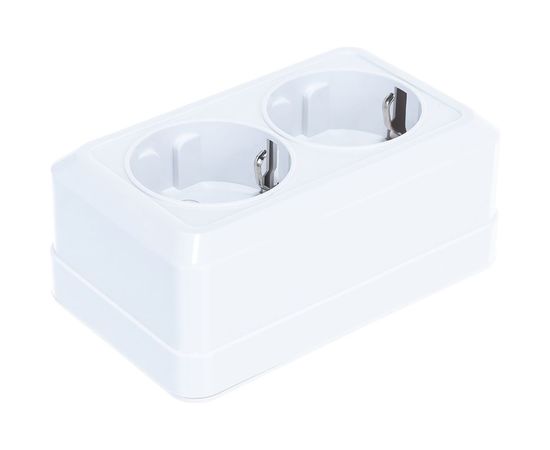 Двойная розетка с заземлением, белая UNIVersal Олимп О0128 